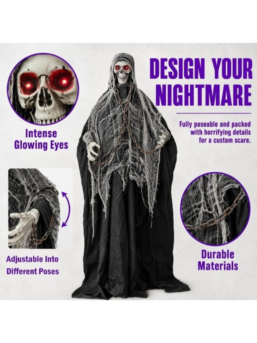 6ft Sound-Controlled Swinging Scary Skeleton Ghost Decoration Featuring Sound - Picture 4 of 6